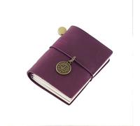 Traveler's Mini Journal - MINI Loose-Leaf Notebook Top Grain Leather Pocket Diary Per scrivere e prendere appunti(PURPLE)
