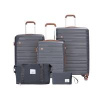 Travelhouse Ascona - Set di 5 bagagli, valigetta con ruote, policarbonato + custodia rigida ABS, borsa da viaggio e beauty case, set di bagagli a mano, grigio., S, M, L, Set di valigie