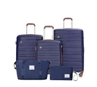 Travelhouse Ascona - Set di 5 bagagli, valigetta con ruote, policarbonato + custodia rigida ABS, borsa da viaggio e beauty case, set di bagagli a mano, navy / blu, S, M, L, Set di valigie