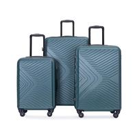 Travelhouse Bali - Set di 3 valigie da viaggio in ABS, verde scuro, 50 × 38 × 22 cm, Trolley rigido con ruote girevoli