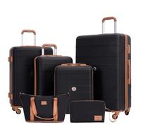 Travelhouse Bari Set Bagagli 6 Pezzi, 4 Valigie con Ruote, Borsa da Viaggio e Toiletta, Rigida, Nero , 77x28.5x51 cm, Set di valigie