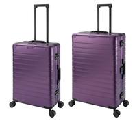 Travelhouse Valigia da viaggio 100% alluminio, custodia rigida L, manico telescopico, TSA, 4 ruote, Lilla, Mittlerer & Großer Koffer Set, Set di valigie