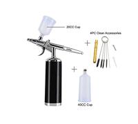 Traveling Dual-Azione multiuso Beauty Airbrush Mini Compressor Kit Professionale Design Art Cosmetici wireless ricaricabile Soffiaggio comodo(METU40 C Black)