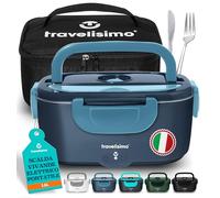 TRAVELISIMO Scaldavivande Elettrico Portatile, 80W 1,5L Portavivande Termico, 220V/12V/24V Scalda Vivande Portatile Elettrico per Viaggio e Lavoro - Borsa Termica Elettrica & Porta Vivande Termico