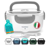 TRAVELISIMO Scaldavivande Elettrico Portatile, 80W 1,5L Portavivande Termico, 220V/12V/24V Scalda Vivande Portatile Elettrico per Viaggio e Lavoro, Schiscetta Pranzo Riscaldabile & Portapranzo Termico