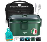 TRAVELISIMO Scaldavivande Elettrico Portatile Extra Grande 1,8L 80W Portavivande Termico, 220V/12V/24V Scalda Vivande Portatile Elettrico per Auto Camion e Ufficio, Schiscetta Pranzo Riscaldabile