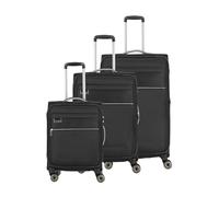 travelite set di valigie 3 pezzi con guscio morbido e 4 ruote, misure S-M-L, sostenibile, MIIGO, set di valigie da viaggio in materiale riciclato, chiusura TSA, dimensioni valigie L + M espandibili