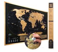 Travelization Mappa del mondo da grattare XL con bandiere - 36 x 24 Poster da parete con mappa del mondo da grattare facile da incorniciare con stati e bandiere degli Stati Uniti