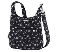 Travelon Borsa messenger antifurto, classica, essenziale, antifurto, stile classico, A B/N Piccolo Fiore Stampa, Taglia unica, Classico