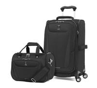 Travelpro Maxlite - 5 bagagli a mano espandibili Softside con 4 ruote girevoli e morbida borsa tote sotto il sedile, leggero, per uomini e donne (confezione da 2), Nero, 2-Piece Set (21/Tote
