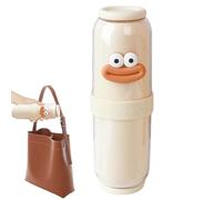Travels Toothbrush Holder, Mouthwash Container, Travel Mouthwash Cup, Multipurpose Toothbrush and Containers for Business Trips, Camping, 22.3x7.2cm, Creamy, Light Gray and Green