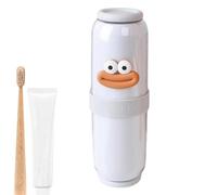 Travels Toothbrush Holder, Mouthwash Container, Travel Mouthwash Cup, Multipurpose Toothbrush and Containers for Business Trips, Camping, 22.3x7.2cm, Creamy, Light Gray and Green