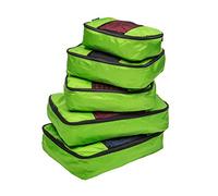 TravelWise Bagagli, Lime, 1 piccolo, 2 medio, 2 grande, cubi per l'organizzazione dell'imballaggio dei bagagli, confezione da 5, Lime, 1 Small, 2 Medium, 2 Large, Confezione da 5 cubi organizzativi