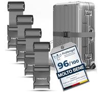 Travely Cinghia per bagagli di alta qualità, particolarmente accattivante e sicura, include 2 targhette per il nome, cinghia per bagagli ideale da indossare sopra la croce, set da 4, grigio