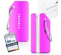 Travely - Etichette per bagagli, extra secure per bagagli, con targhetta per nome, set di 2, colore: rosa