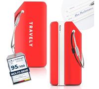 Travely - Etichette per bagagli premium - ciondoli extra sicuri e accattivanti per i bagagli - con targhetta per il nome - Set da 2 - Rosso
