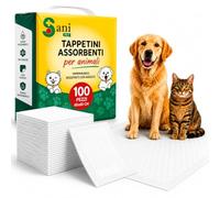 Traverse Assorbenti per Cani 60x60 - 100 Pezzi - Tappetini Igienici Adesivi Extra Assorbenti per Cani e Gatti - Fondo Impermeabile - Antiodore - SANI PET