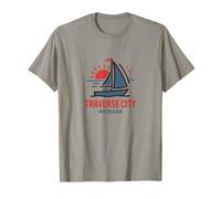 Traverse City, Michigan, Barca a Vela, Design Tramonto Maglietta