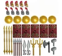 TRavesty Kit di armi per minifigure, cavalieri antichi, kit di accessori per armi include casco, armatura, scudo, mantello, bardatura, cavalli, compatibile con grandi marche (B)
