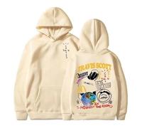 Travis Scott x Jack Sudaderas, felpa nera con cappuccio, alla moda, stile hip-hop, unisex, stampa MCDonalds Earth Pattern, abbigliamento casual per coppie, abbigliamento casual per giovani streetwear