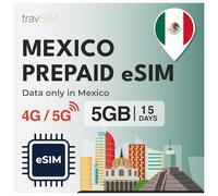 travSIM eSIM Messico | 15 Giorni - 05GB di dati | 5G/4G ad alta velocità | Accesso illimitato a internet per Google, Facebook, Whatsapp, Instagram e altro ancora