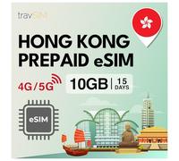 travSIM Hong Kong eSIM | 15 giorni - 10GB di dati | 5G/4G ad alta velocità | Accesso a Internet per Google, Facebook, Whatsapp, Instagram e altro ancora