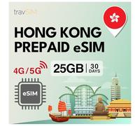 travSIM Hong Kong eSIM | 30 giorni - 25GB di dati | 5G/4G ad alta velocità | Accesso a Internet per Google, Facebook, Whatsapp, Instagram e altro ancora