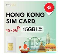 travSIM Hong Kong SIM Card | 30 giorni - 15GB di dati | 5G/4G ad alta velocità | Accesso a Internet per Google, Facebook, Whatsapp, Instagram e altro ancora