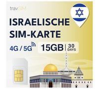 travSIM Scheda SIM Israele | 30 giorni -15 GB dati SIM | Dati 5G/4G ad alta velocità | Accesso Internet illimitato per Google, Facebook, Whatsapp, Instagram e altro ancora