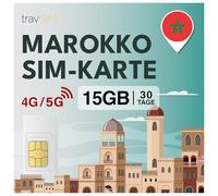 travSIM Scheda SIM Marocco | 30 giorni -15 GB dati SIM | Dati 5G/4G ad alta velocità | Accesso Internet illimitato per Google, Facebook, Whatsapp, Instagram e altro ancora