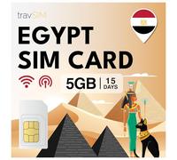 travSIM SIM Egitto | 05GB di dati mobili | Hotspot disponibile | Il piano sulla carta SIM per l'Egitto è valido per 15 giorni