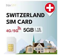 travSIM SIM Prepaid Swiss | 05GB di dati - 15 giorni di durata del piano | SIM Switzerland offre accesso a internet per Google, Facebook, Whatsapp, Instagram e altro ancora