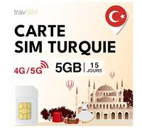 travSIM SIM Turchia | 15 giorni - 05GB di dati | Dati ad alta velocità 5G/4G | Accesso a Internet per Google, Facebook, Whatsapp, Instagram e altro ancora