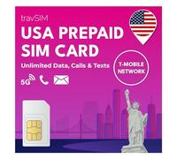 travSIM SIM USA | Rete T-Mobile | Dati, chiamate e SMS illimitati negli USA | La Telefono USA e Getta funziona su dispositivi iOS e Android | SIM Americana 30 Giorni
