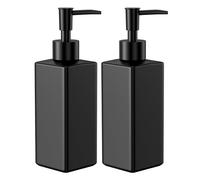 Traxenta Bicchiere Nero Dispenser Sapone, Dispensador Shampoo e Bagnoschiuma, Vetro Pump Bottle in Bagno, Liquid Etichetta Dosatore Detersivo Piatti, Dosatore per Flaconi 350ml Piazza Liquido