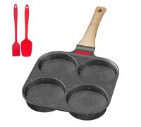Traxenta Padella Pancake, Antiaderente Padelle, Pentola Pancakes, Piastra a 4 Stampi, Stampo Maker, Frittata in Alluminio per Colazione Hamburger Uova Fritte, per Induzione e Gas (Grigio)