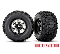 TRAXXAS 7871X Gomme SLEDGEHAMMER BELTED con inserti Cerchi Neri Cromati X-MAXX