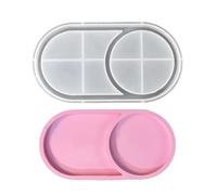 Tray Mold - Clear Epoxy Resin Casting Mould | Silicone Oval Tray Mold | 2-in-1 Round Oval Dish Plaster Môld , Multi-Size Silicone Môld For Jewelry Storage, Safe Sturdy Craft Supply For Bathroom, 18.4x
