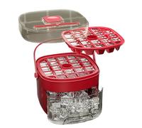 Tray Set, Easy-Release 32-Cubes Molds, Handle Storage Bin with Lid, Stackable 2 Trays, Freezer Ice Maker for Home Bar Fridge Family Use Cocktail Camping Outdoor and Travel