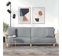 Traylux Divano letto in tessuto grigio chiaro con braccioli, 224 x 89 x 70 cm, divano a due posti con funzione letto e cuscino, salvaspazio, per soggiorno, camera degli ospiti, per chi dorme
