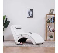 Traylux Sedia a sdraio relax con funzione massaggiante e opzione riscaldante, colore bianco, ergonomica, gambe in acciaio stabile, uso versatile per soggiorno e camera da letto, ecopelle resistente