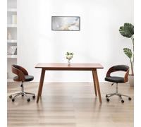 Traylux Sedia da ufficio girevole nera con legno di buco e ecopelle, sedia da lavoro ergonomica con regolazione in altezza, braccioli, schienale, seduta e ruote in plastica, per ufficio, studio