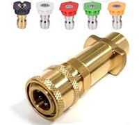 Trayne Adattatore per rimozione idropulitrice, in ottone, attacco rapido da 1/4", per Karcher serie K, include 5 ugelli, pulizia ad alta pressione per auto e terrazze