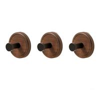 Trayne Gancio per montaggio a parete, senza trapano, supporto a ventosa con finitura in noce, ad alta capacità, 3 kg, per l'organizzazione domestica (tre)