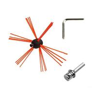 Trayne Kit di spazzole per la pulizia del camino con testina arancione, chiave inglese, connettore mandrino e foglio di plastica da 1 m x 1 m, set da quattro pezzi