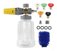 Trayne Kit lancia schiuma idropulitrice, include attacco a doppia punta e set di pentole in schiuma, struttura in plastica e metallo, per la pulizia di auto, bici, moto