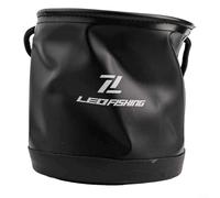 Trayne Secchio da pesca, 4,5 l, contenitore pieghevole per esche vive in EVA, con coulisse e tracolla regolabile, per pesca, campeggio, escursionismo e conservazione dell'acqua all'aperto, blu (nero)