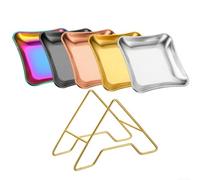 Trayneel 5 salsiere in acciaio inox, piatti per salse, ciotole, antipasti, piatti con supporto, per cucina, sala da pranzo, condimenti, burro, ketchup, chutney, spezie, noci, olive, dessert