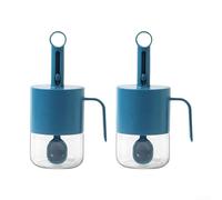 Trayneel Barattolo per spezie retrattile in vetro con coperchio ermetico in silicone e cucchiaio integrato per la conservazione della cucina, confezione da 2 (blu)