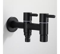 Trayneel Rubinetto per lavabo da bagno a parete in rame nero per lavatrice, rubinetto da giardino con attacco G1/2 pollici (D)